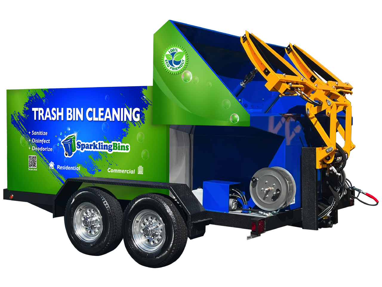 Sparkling Bins SB2 Dual Bin Trailer Trash Bin Cleaning Trailer
